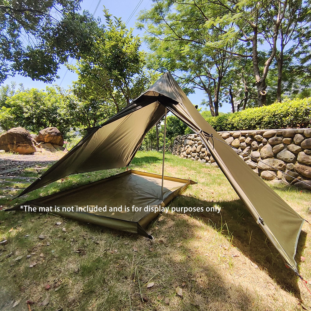 Cheap Goat Tents Ultralight Camping Teepee Tent with Chimney Window Outdoor Tipi Pyramid Tent Double Layer Bushcraft 1 Person Tents Hot Tent   